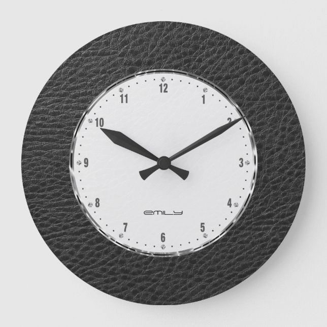 Grande Horloge Ronde Black Faux Leather (Recto)