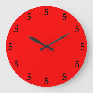Grande Horloge Ronde Black Five o'Clock Somewhere on Red