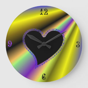 Grande Horloge Ronde Black Heart on Rainbow