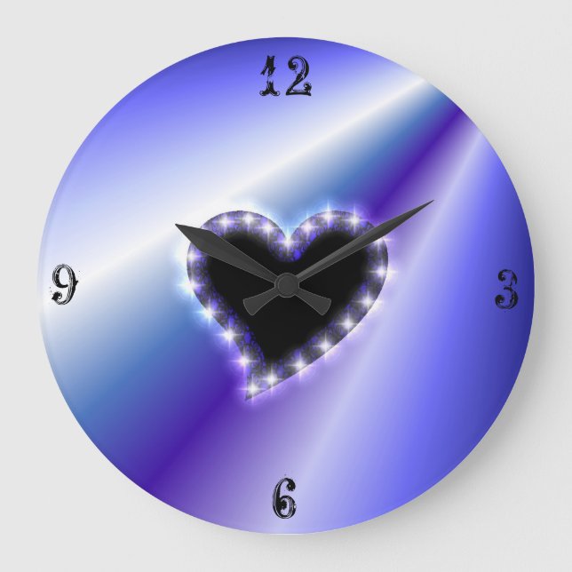Grande Horloge Ronde Black Heart with Stars on Purple Rainbow (Recto)