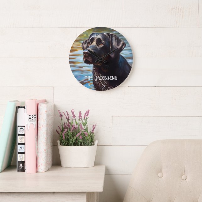 Grande Horloge Ronde Black Lab & Lake (Salle de lecture)