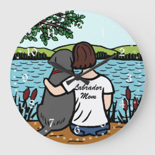 Grande Horloge Ronde Black Labrador et maman 2