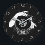 Grande Horloge Ronde Black Mystic Fortune Teller Mystical Crystal Ball<br><div class="desc">Customisez avec n'importe quel texte.</div>