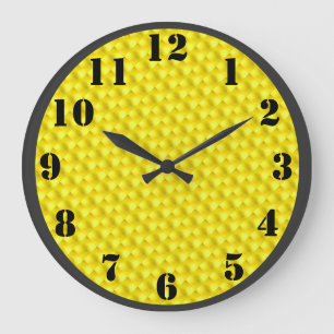 Grande Horloge Ronde Black Numbers on Yellow Background