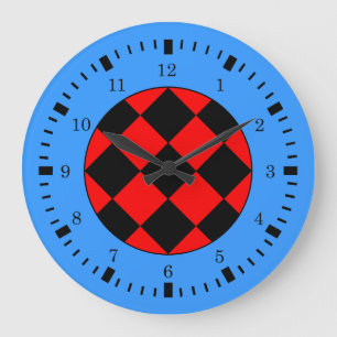 Grande Horloge Ronde Black Red Blue Racing thème cadenas
