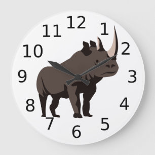 Grande Horloge Ronde Black Rhino debout fier