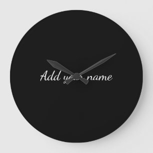 Grande Horloge Ronde Black solide ajouter un nom texte message ici jete