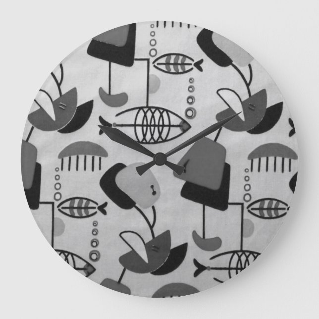 Grande Horloge Ronde Black & White Atomic Patten Acrylic Wall Clock (Recto)