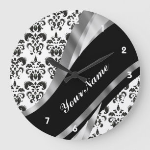 Grande Horloge Ronde Black & white damask