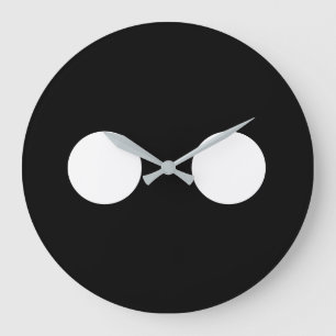 Grande Horloge Ronde Black White Eyes Funny Mignonne Face tendance