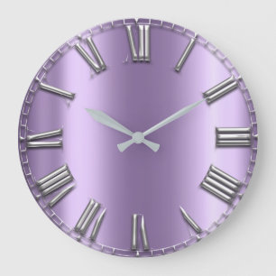 Grande Horloge Ronde Black White Gray Lavender