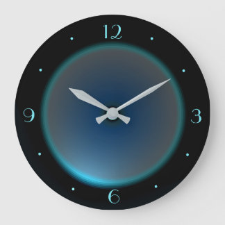 Grande Horloge Ronde Black with Blue/Aqua Face >Wall Clock