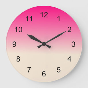 Grande Horloge Ronde Blanc antique et motif ombré rose ciel d'hiver