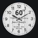 Grande Horloge Ronde Blanc Rustique Bois 60e Anniversaire de Mariage Pe<br><div class="desc">Horloge 60e Anniversaire de Mariage Fleur avec Noms et Année Personnalisés, 60 Ans de Mariage Cadeau pour un Couple, 60e Anniversaire de Mariage Noël Horloge Personnalisée 2025, Idées Cadeaux 60e Anniversaire de Mariage pour un Couple Horloge</div>