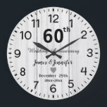 Grande Horloge Ronde Blanc Rustique Bois 60e Anniversaire de Mariage Pe<br><div class="desc">Horloge 60e Anniversaire de Mariage Fleur avec Noms et Année Personnalisés,  60 Ans de Mariage Cadeau pour un Couple,  60e Anniversaire de Mariage Noël Horloge Personnalisée 2025,  Idées Cadeaux 60e Anniversaire de Mariage pour un Couple Horloge</div>