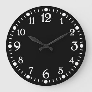 Grande Horloge Ronde Blanc sur l'horloge murale vintage noire de