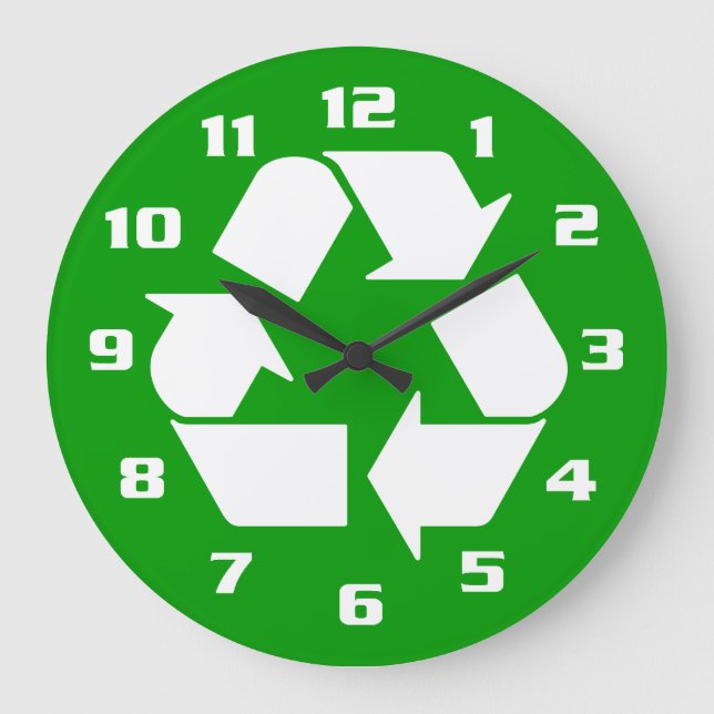 GRANDE HORLOGE RONDE BLANC SUR VERT RECYCLE (Recto)