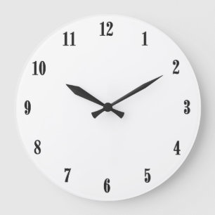 Grande Horloge Ronde Blanc uni avec chiffres noirs