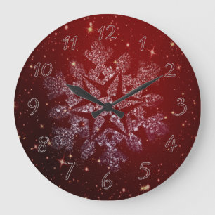 Grande Horloge Ronde Blanche-Neige rouge