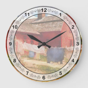 Grande Horloge Ronde Blanchisserie - La corde à linge