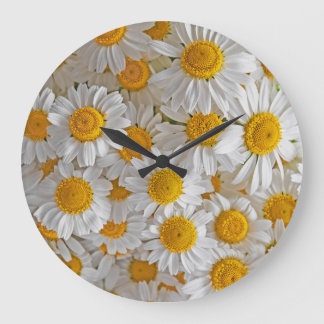 Grande Horloge Ronde Blancs : Beau Arrière - plan Floral