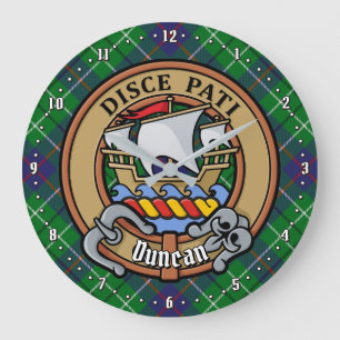 Grande Horloge Ronde Blason du clan Duncan sur tartan