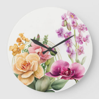 Grande Horloge Ronde Blast d'Orchidée 
