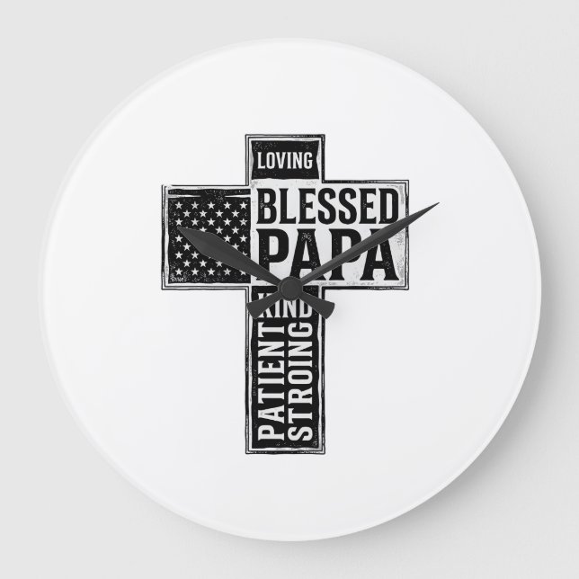 Grande Horloge Ronde Blessed Papa Cross Christian Vintage Typography De (Recto)