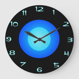 Grande Horloge Ronde Bleu/Aqua coloré/horloge murale noire de >Round