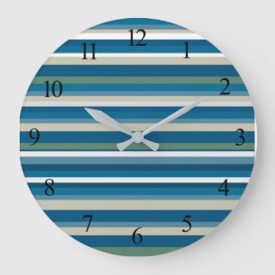 Grande Horloge Ronde Bleu, Blanc, Grandes vertes