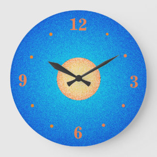 Grande Horloge Ronde Bleu coloré avec Jaune/Or>Horloges de cuisine
