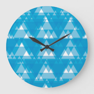 Grande Horloge Ronde Bleu, cool, moderne, triangles recouverts à la mod