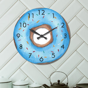Grande Horloge Ronde Bleu doux Donut