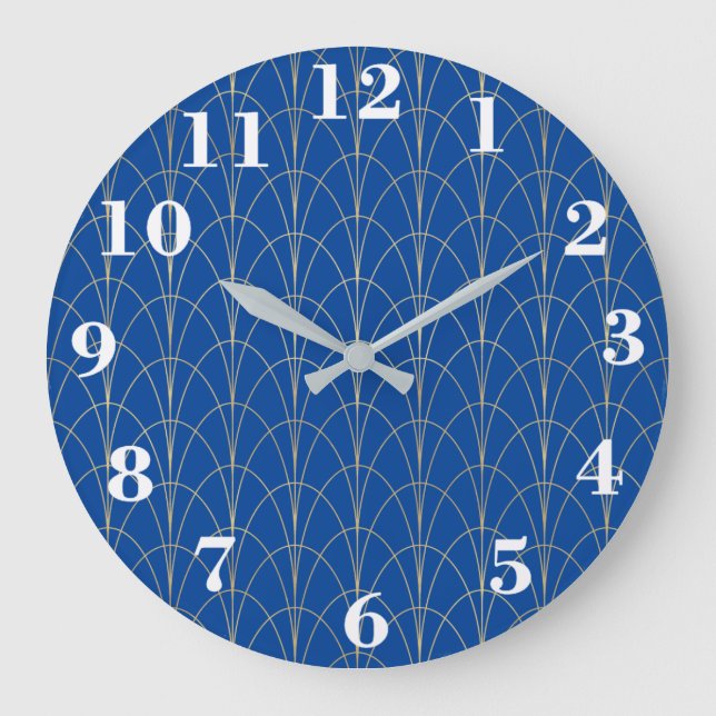 Grande Horloge Ronde Bleu Et Blanc Art Déco (Recto)