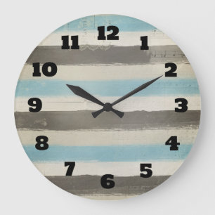 Grande Horloge Ronde Bleu et Brown en aquarelle