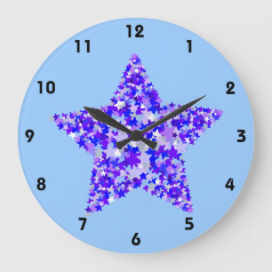 Grande Horloge Ronde Bleu et étoile pourpre des étoiles