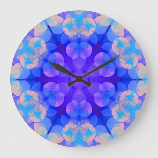 Grande Horloge Ronde Bleu et rose pastel (Recto)