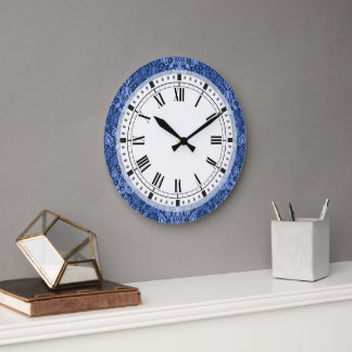Grande Horloge Ronde Bleu foncé Casbah Damask