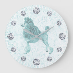 Grande Horloge Ronde Bleu Ice Posh Poodé Diamond Heure