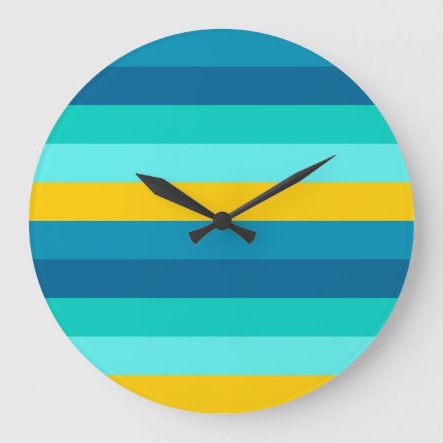 Grande Horloge Ronde Bleu jaune Océan Gris citron (Recto)