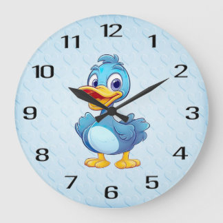 Grande Horloge Ronde Bleu Mur de canard