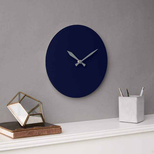 Grande Horloge Ronde Bleu noir uni (Bureau)