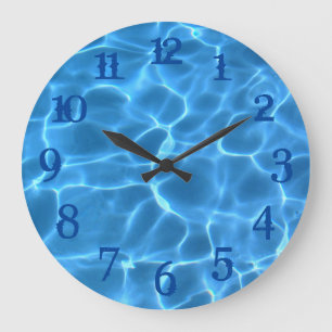 Grande Horloge Ronde Bleu Profond Nombre de gouttes Aqua Piscine