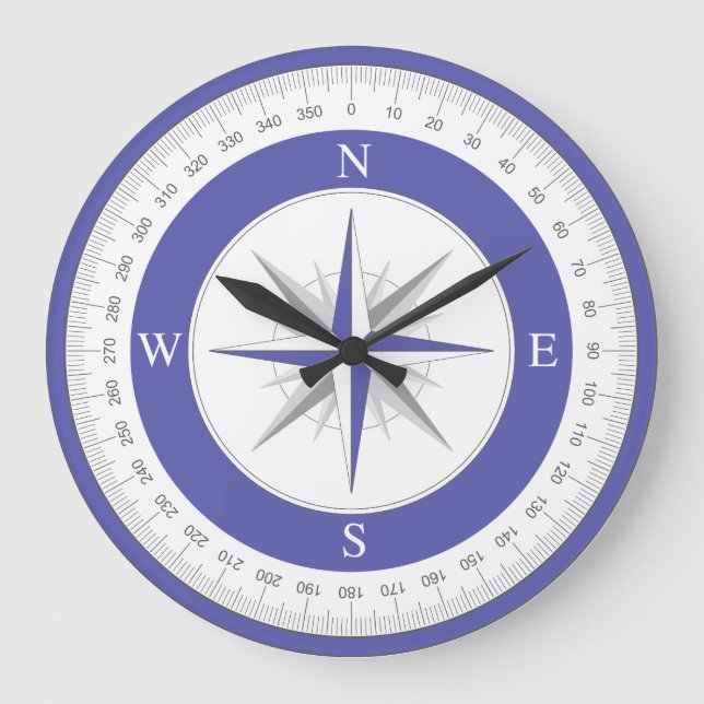 Grande Horloge Ronde Bleu Rose Bleu Blanc Nautique (Recto)