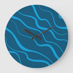 Grande Horloge Ronde Bleu, simple, moderne, cool vague abstraction