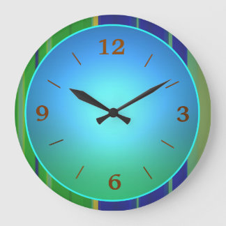 Grande Horloge Ronde Bleu Vert avec Centre Aqua Clair