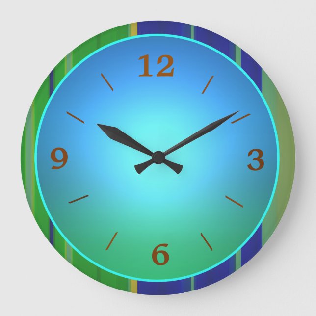 Grande Horloge Ronde Bleu Vert avec Centre Aqua Clair (Recto)