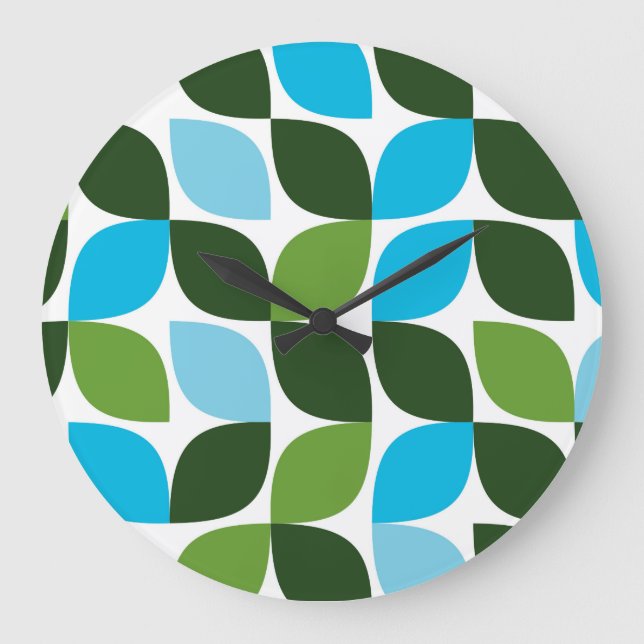 Grande Horloge Ronde Bleu, vert, cool, tendance, nature moderne abstrai (Recto)