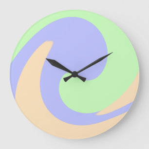 Grande Horloge Ronde Bleu vert ombre fluide marbre boho audacieux motif