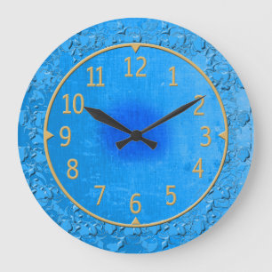 Grande Horloge Ronde Bleu vintage et or